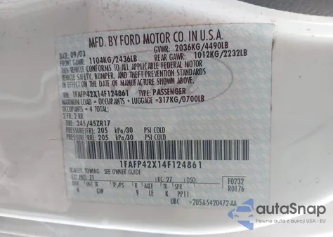 2004 Ford Mustang Gt z USA, uszkodzony, nr VIN 1FAFP42X14F124861